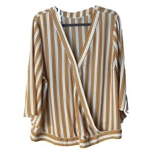 Striped cross cross chiffon shirt sz 2X